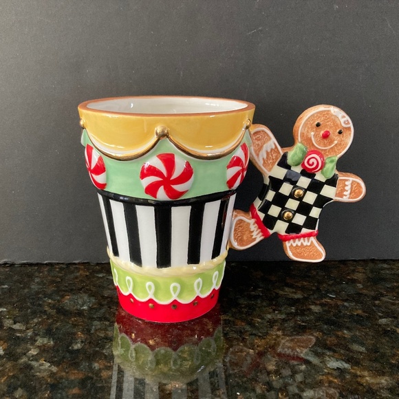 MacKenzie-Childs Candy Cottage Mug/Gingerbread Man & Peppermints/NEW!!! - Picture 1 of 6